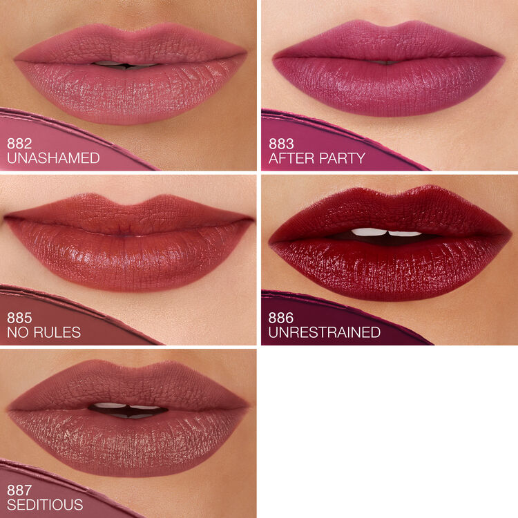 Nars 'No Rules' Lipstick applied on flawless lips with a glossy satin finish. - thumbnail 4